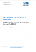 Draft NHS Standard Contract 2023/24: A consultation – Proposed changes to the NHS Standard Contract for 2023/24